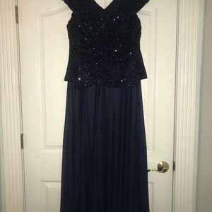 Navy blue sequined top full skirt formal Sz 20
